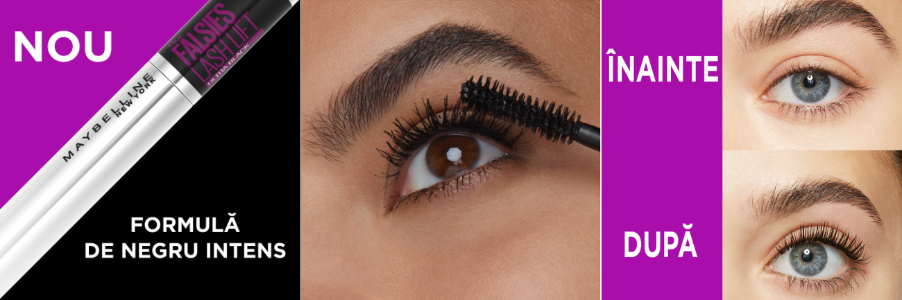 Mascara pentru efect de gene false The Falsies Lash Lift, Extra Black, 9.6 ml, Maybelline